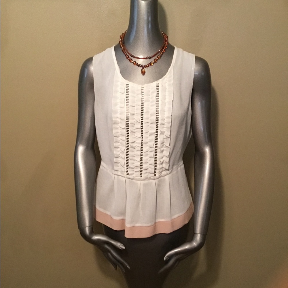 Forever 21 white ruffle peplum blouse tops